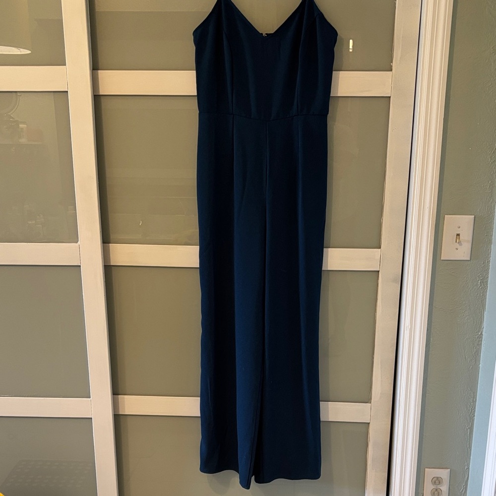 Deep Teal V-Neck Wide-Leg Jumpsuit